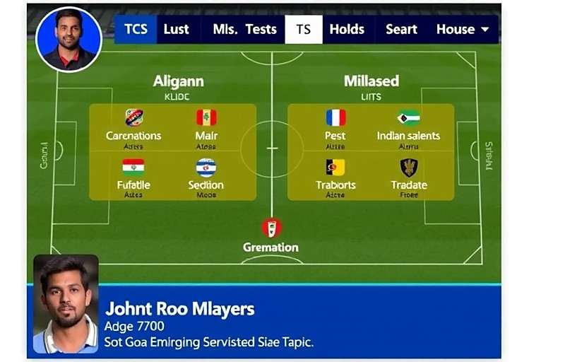 Goa Emerging Football Stars advanced tactics screen showing formation strategies used by top Indian players