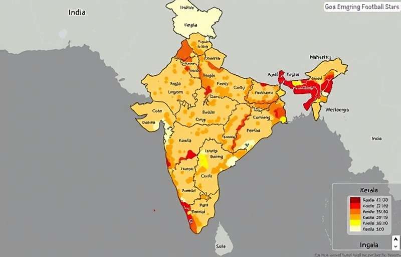 Goa Emerging Football Stars download distribution map across India showing highest concentration in Goa, Maharashtra, Kerala, and West Bengal