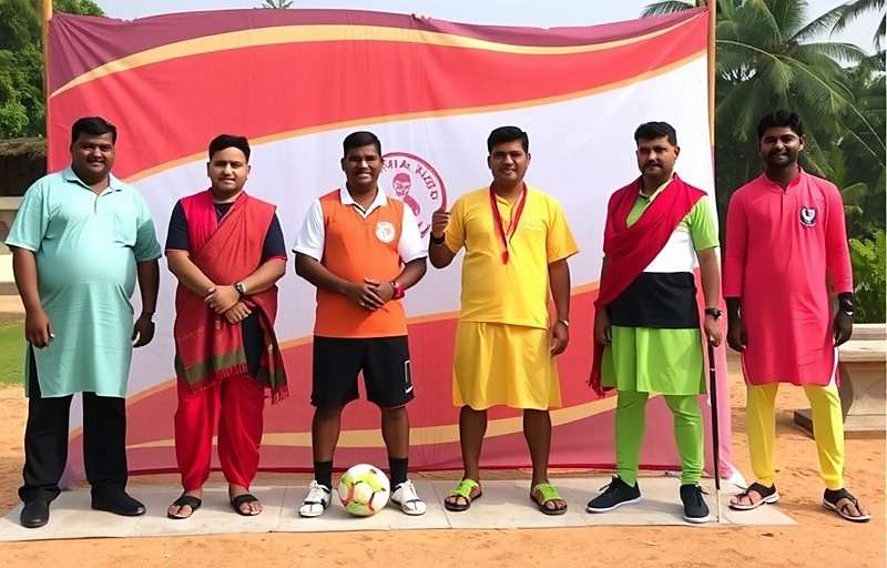 Goa Emerging Football Stars regional customization showing players in traditional attire from different Indian states
